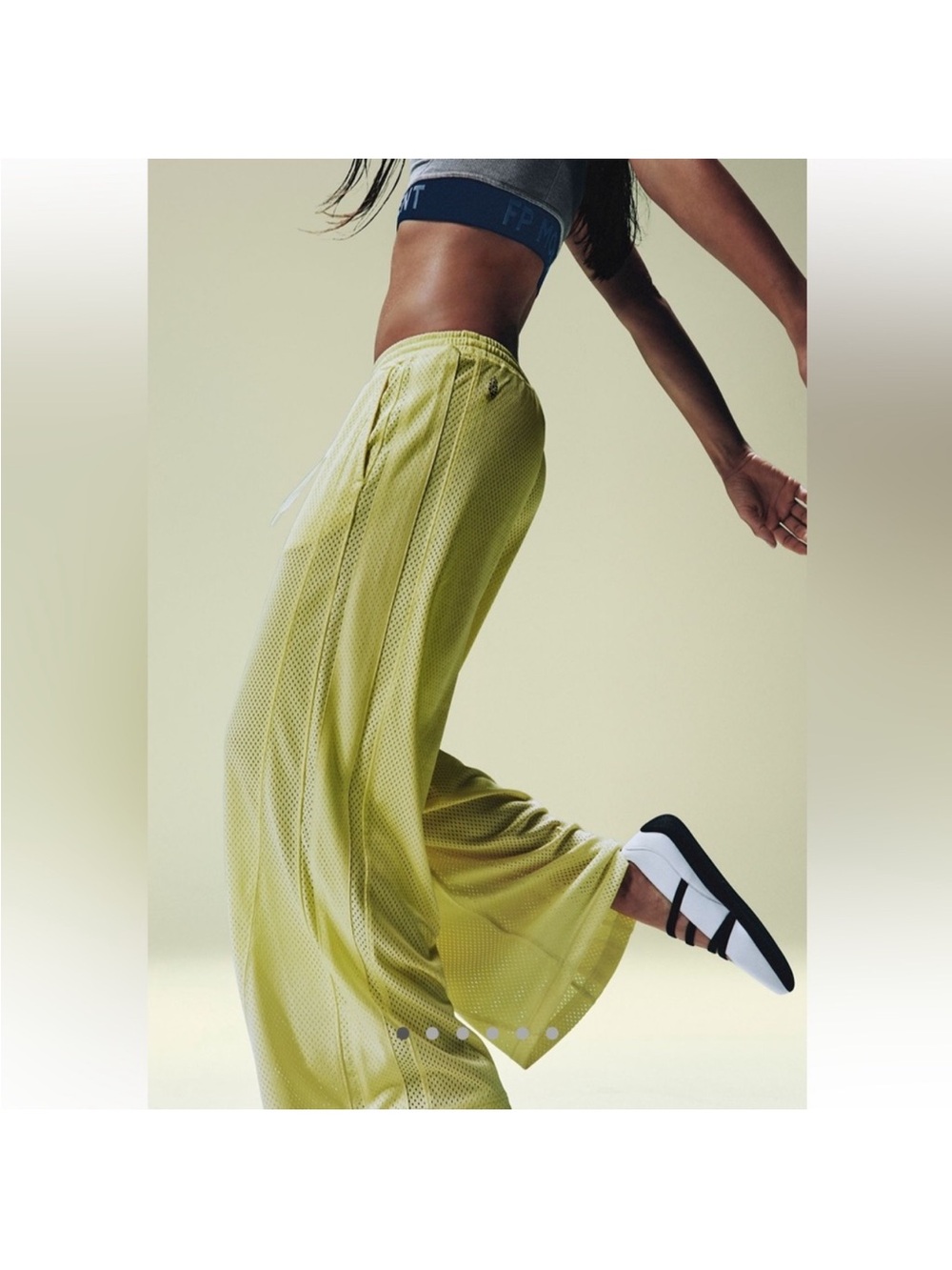 NWOT FREE PEOPLE Movement Wide Leg Overtime Mesh Pants Sour Citrus Size M
